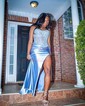 Mermaid Sweetheart Satin Corset Prom Dresses With Appliques