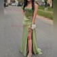 Mermaid Sweetheart Satin Corset Prom Dresses With Appliques