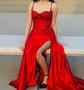 Mermaid Sweetheart Satin Corset Prom Dresses With Appliques