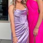 Sheath/Column Sweetheart Satin Corset Prom Dresses With Ruched