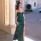 Sheath/Column Sweetheart Satin Corset Prom Dresses With Ruched