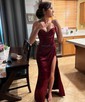 Sheath/Column Sweetheart Satin Corset Prom Dresses With Ruched