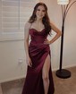 Sheath/Column Sweetheart Satin Corset Prom Dresses With Ruched