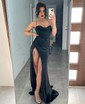 Sheath/Column Sweetheart Satin Corset Prom Dresses With Ruched