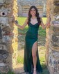 Sheath/Column Sweetheart Satin Corset Prom Dresses With Ruched