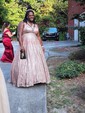 Ball Gown V-neck Sparkly Sequin Prom Dresses With Ruched