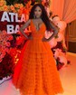 Ball Gown V-neck Tulle Ruffle Tiered Prom Dresses