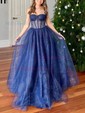 Ball Gown Sweetheart Tulle Corset Prom Dresses With Split