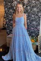 Ball Gown Scoop Neck Sparkly Velvet Sequin Prom Dresses