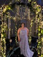 Ball Gown Scoop Neck Sparkly Velvet Sequin Prom Dresses