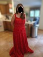 Ball Gown Scoop Neck Sparkly Velvet Sequin Prom Dresses