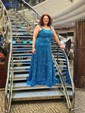 Ball Gown Scoop Neck Sparkly Velvet Sequin Prom Dresses