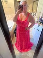 Ball Gown Scoop Neck Sparkly Velvet Sequin Prom Dresses