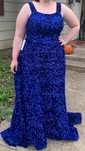 Ball Gown Scoop Neck Sparkly Velvet Sequin Prom Dresses