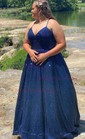 Princess V-neck Sparkly Sequin Prom Dresses With Ruched