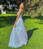 Princess V-neck Sparkly Sequin Prom Dresses With Ruched