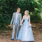 Sky Blue Ball Gown V-neck Tulle Prom Dresses With Ruched