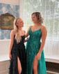 Ball Gown V-neck Sparkly Sequin Prom Dresses