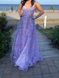 Ball Gown V-neck Sparkly Sequin Prom Dresses