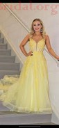 Ball Gown V-neck Tulle Corset Prom Dresses With Appliques
