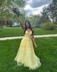 Ball Gown V-neck Tulle Corset Prom Dresses With Appliques