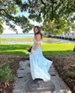 Ball Gown/Princess Sweetheart Tulle Sweep Train Prom Dresses With Appliques Lace