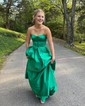 Ball Gown/Princess Sweetheart Satin Sweep Train Prom Dresses With Pockets