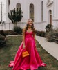 Ball Gown/Princess Sweetheart Satin Sweep Train Prom Dresses With Pockets