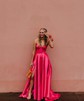 Ball Gown/Princess Sweetheart Satin Sweep Train Prom Dresses With Pockets