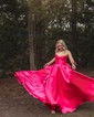 Ball Gown/Princess Sweetheart Satin Sweep Train Prom Dresses With Pockets