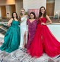 Ball Gown Strapless Satin Corset Prom Dresses With Ruched