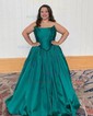 Ball Gown Strapless Satin Corset Prom Dresses With Ruched