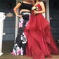 Ball Gown V-neck Tulle Ruffle Tiered Prom Dresses