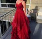 Ball Gown V-neck Tulle Ruffle Tiered Prom Dresses