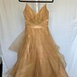 Ball Gown V-neck Tulle Ruffle Tiered Prom Dresses