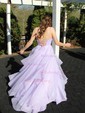 Ball Gown V-neck Tulle Floor-length Ruffle Tiered Prom Dresses