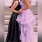 Ball Gown V-neck Tulle Floor-length Ruffle Tiered Prom Dresses