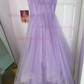 Ball Gown V-neck Tulle Floor-length Ruffle Tiered Prom Dresses