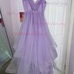 Ball Gown V-neck Tulle Floor-length Ruffle Tiered Prom Dresses