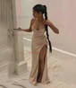 Sheath/Column Sweetheart Satin Corset Prom Dresses With Ruched