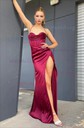 Sheath/Column Cowl Neck Silk-like Satin Floor-length Prom Dresses With Ruched