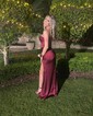 Sheath/Column Cowl Neck Silk-like Satin Floor-length Prom Dresses With Ruched
