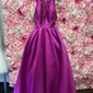 A-line V-neck Satin Floor-length Bow Prom Dresses