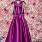 A-line V-neck Satin Floor-length Bow Prom Dresses