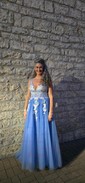 Ball Gown V-neck Floor-length Lace Tulle Prom Dresses With Floral