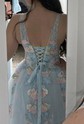 Ball Gown V-neck Floor-length Lace Tulle Prom Dresses With Floral