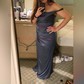 Off-the-shoulder Ruched Satin Prom Dresses