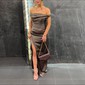 Off-the-shoulder Ruched Satin Prom Dresses