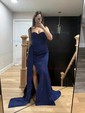 Fitted Ruched Satin Prom Dresses with Slit