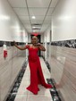Fitted Ruched Satin Prom Dresses with Slit